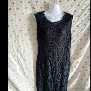 Inc. International Concepts black cocktail party lace lined knee-length dress me